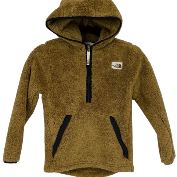 The North Face Campshire Teddy Brown Sherpa Half Zip Hooded Fleece Boys L 14/16 - Picture 8 of 10